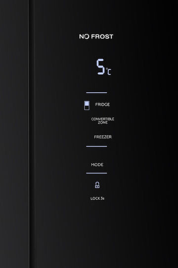 Tesla Side-by-Side Refrigerator 466lt Total NoFrost H180xW79.5xD73.5cm Black RM4700FHBE
