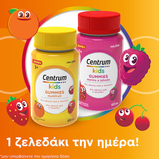 Centrum Gummies with Strawberry & Raspberry Flavour for Supporting the Healthy Development of Children 60 Chewable Gummies