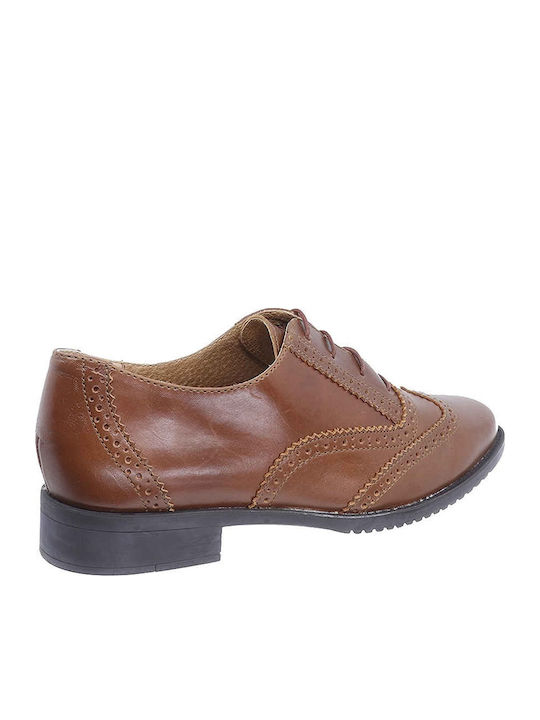 Leather Women's Moccasins in Brown Color