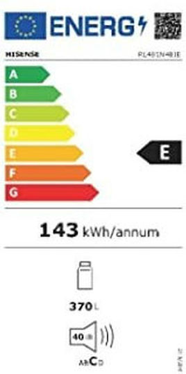 Hisense Refrigerator 370lt Total NoFrost H185.5xW59.5xD70cm Inox RL481N4BIE