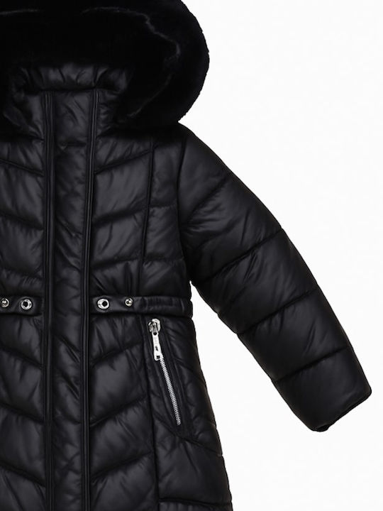 Kids' Quilted Jacket with Hood Black