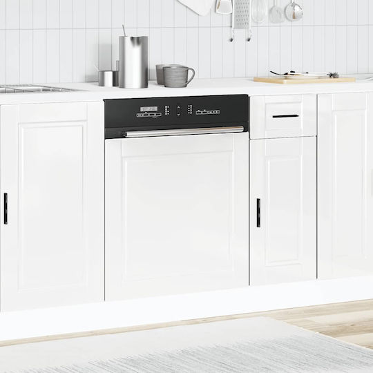 Vidaxl Dishwasher Panel Porto Glass White 60x1.5x67 cm