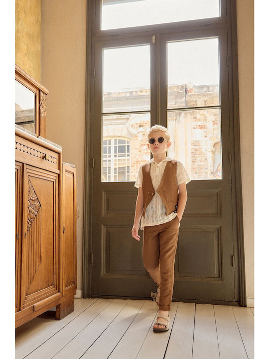 Pantaloni Chino din In pentru Copii Maro