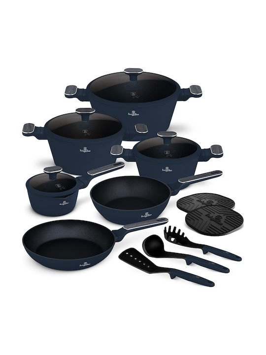 Berlinger Haus Cookware Set Made of Aluminum Matt Blue with Non-Stick Coating 6 Pieces