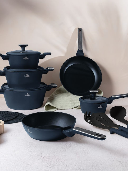Berlinger Haus Cookware Set Made of Aluminum Matt Blue with Non-Stick Coating 6 Pieces