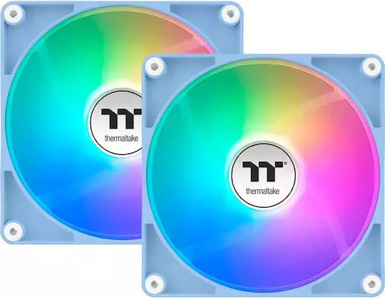 Thermaltake CT120 Reverse Blade Case Fans (65.82 CFM) with ARGB Lighting and 4-Pin PWM Connection 2pcs Blue