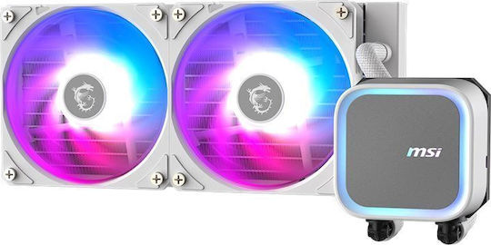 MSI MAG CORELIQUID A13 240 Охлаждане AIO CPU с 2 Вентилатора 120mm и ARGB Осветление Бял