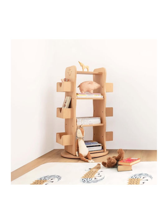 Kids Wooden Bookcase Montessori Rotating Brown 61x12x107.5cm