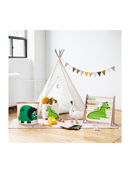 Kids Wooden Bookcase Green 25.4x25.4x61cm