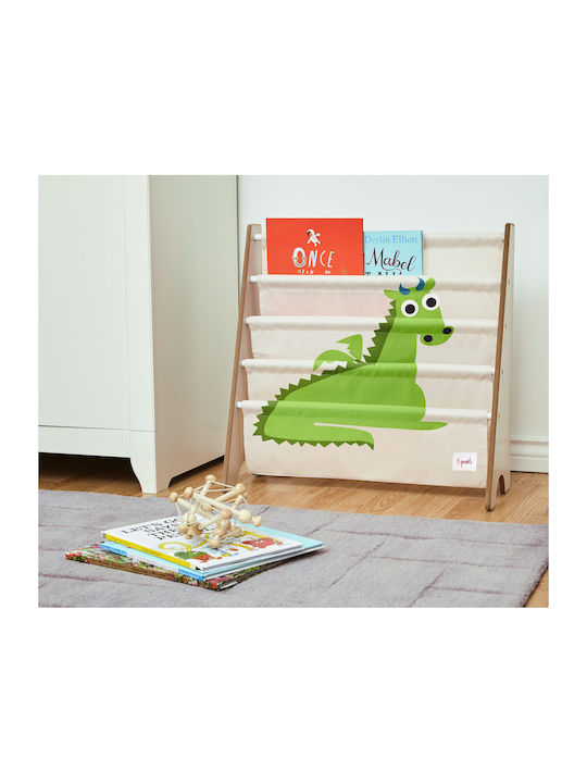 Kids Wooden Bookcase Green 25.4x25.4x61cm