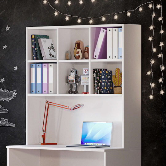 Kids Wooden Shelf Cosy White 118x30x120cm