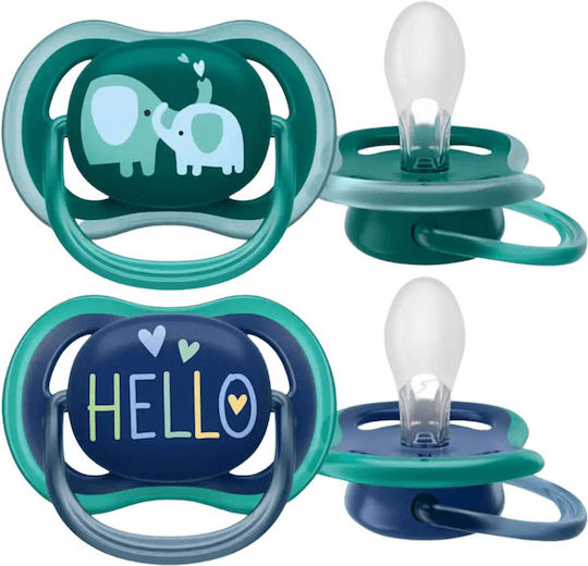 Philips Ultra Air Πιπίλες Σιλικόνης Ελέφαντας- Hello - Green/Blue για 18+ μηνών 2τμχ