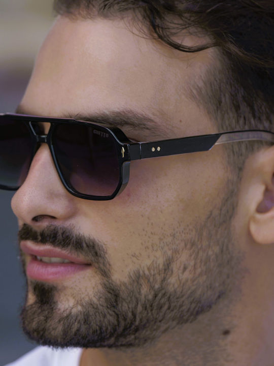 Ghetto Herren Sonnenbrille mit Schwarz Kunststoff Gestell und Schwarz Linse K39756-01