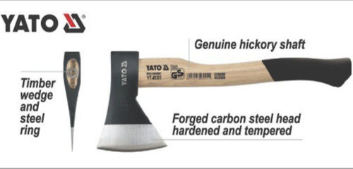 Yato YT-8003 Äxte Zerkleinerung Länge 43cm und Gewicht 1kg mit Holzgriff