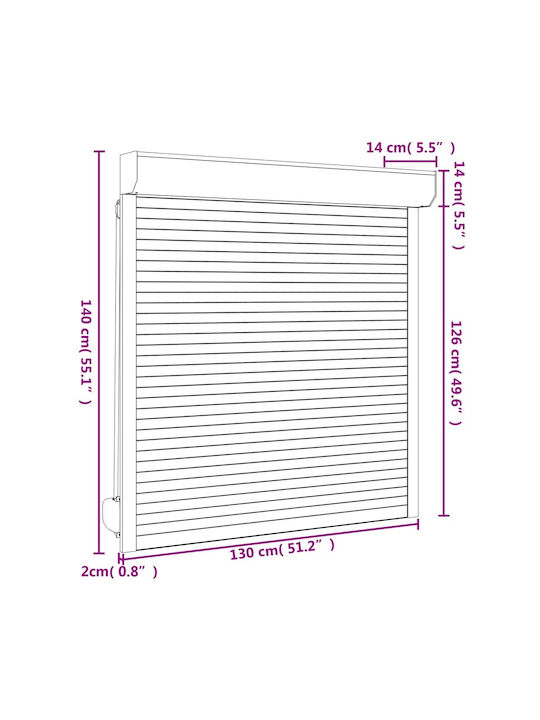 vidaXL Παντζούρι Ρολό Αλουμινίου Π130xΥ140cm