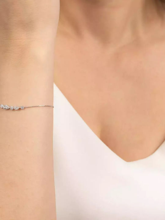 Set with Necklace , Earrings & Ring from White Gold 9K with Stones