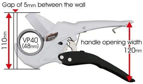 Marvel Manual Hydraulic Pipe Cutter for Iron Steel Maximum Cutting Diameter 48mm MVC-48