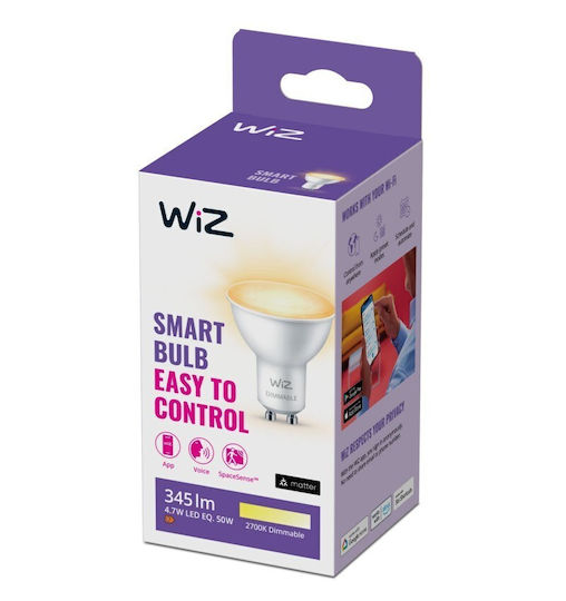 WiZ Смарт крушка LED 4.9W за фасунга GU10 и форма PAR16 топло бяло 345лм Димируем