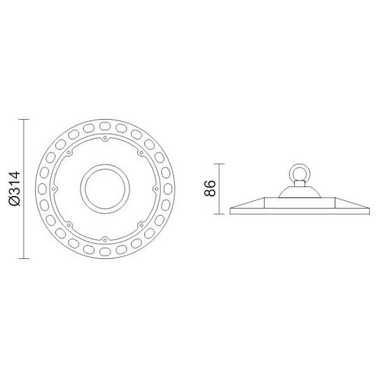 Spot Light Commercial Bell Light 200W Cool White 20000lm with Built-in LED Black Ø31.4xH8.6cm