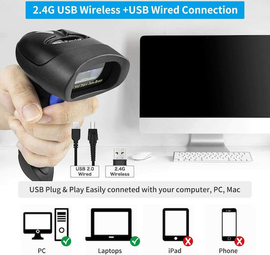 Netum Handheld Scanner Wireless with 2D and QR Barcode Reading Capability
