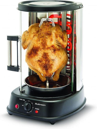 Rohnson Tischplatte Vertikaler Spieß 1500W mit Deckel und einstellbarem Thermostat 45cmx32.3cmcm