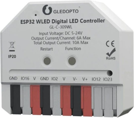 Ελεγκτής Ταινίας Led Gledopto Gl-c-309wl Ultra Mini Wi-fi Wled