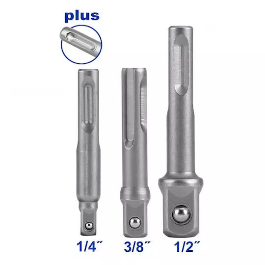 Wadfow Set Adapters SDS-plus 1/4" 3/8" 1/2" 3 Pieces Wsv4k02