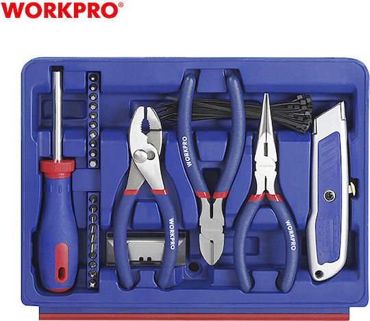 WorkPro Cărucior pentru unelte cu 3 Sertare și 125 Unelte