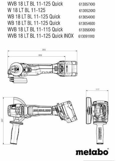 Metabo 685208650 Set Angle Wheel & Drill Driver 18V with 2 Batteries 5.2Ah and Case