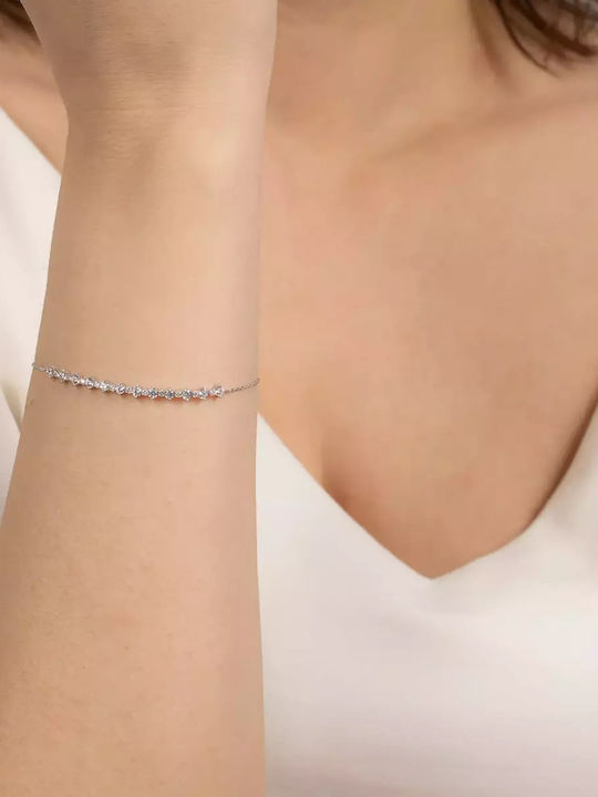 Set with Necklace , Earrings & Ring from White Gold 14K with Stones