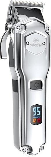 Oneisall Professional Rechargeable Dog Grooming Clipper Made of Stainless Steel 6800rpm Silver