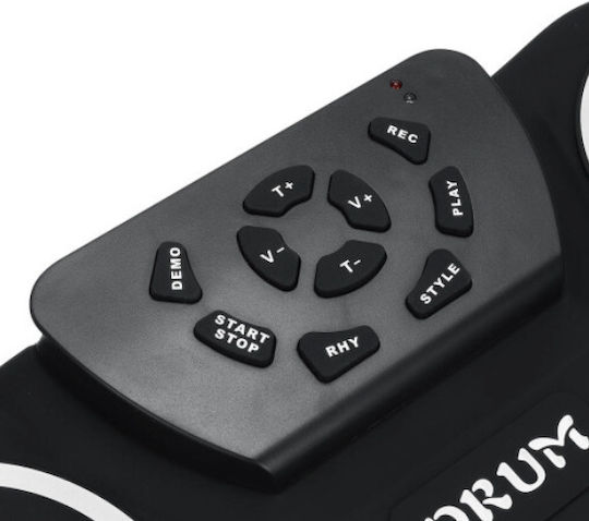 Roza G801 Φορητό Ηλεκτρονικό Σετ Τυμπάνων Roll-up 9 Pads Σιλικόνης Αρχάριους – Μαύρο
