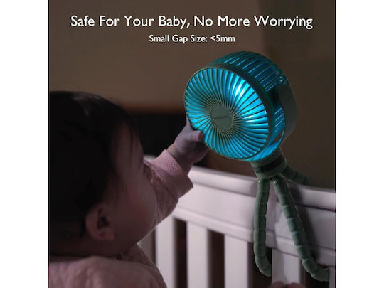 Momcozy Ventilator Portabil Pentru Cărucior 4 Viteze Led Mâner Flexibil & Durata Bateriei Până La 27 Ore