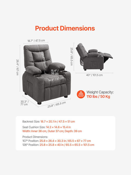 Kids Armchair Grey