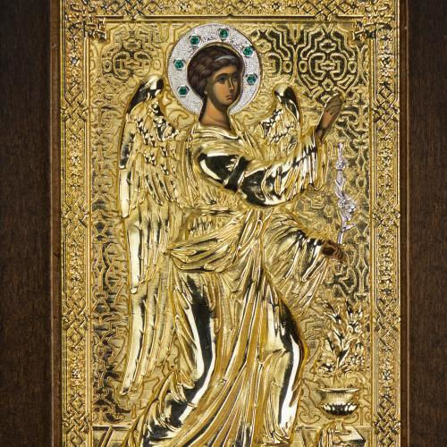 Diptych of the Annunciation of the Theotokos Wooden Icon Gold Background 13 X 18 Cm Authentic Product of Vatopedi Monastery Holy Great Monastery Vatopedi Imv_28807