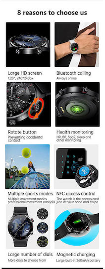 Microwear QW33 46mm Smartwatch with Heart Rate Monitor (Black Steel)