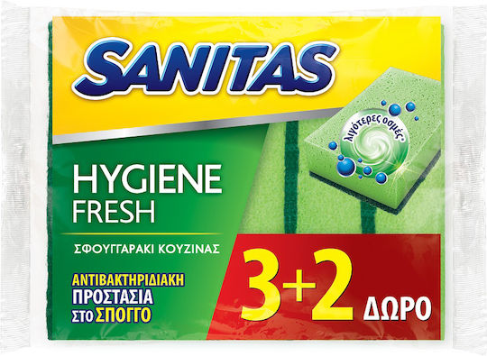 Sanitas Kitchen Sponge for Dishes Green Antibacterial 5pcs