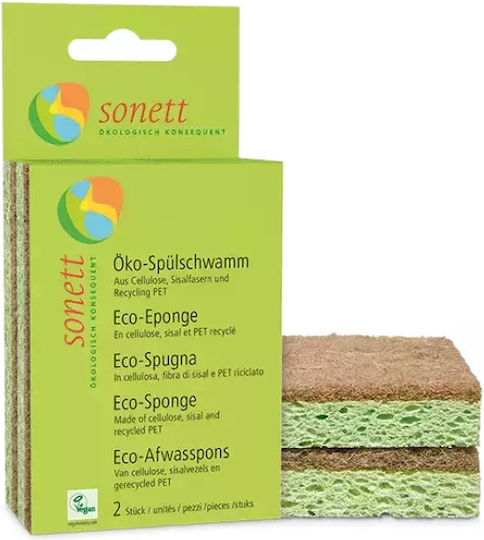 Sonett Eco-Friendly Kitchen Sponge for Dishes Green 2pcs