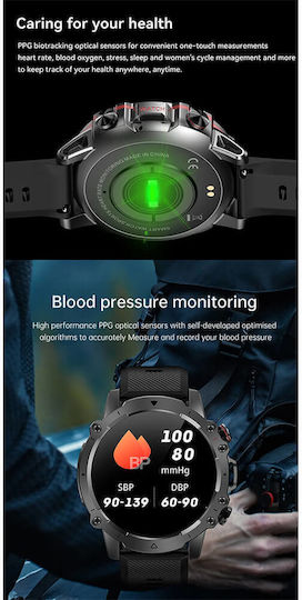 Microwear Ak56 Smartwatch mit Pulsmesser (Steel Black)
