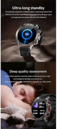Microwear Ak56 Smartwatch mit Pulsmesser (Steel Black)
