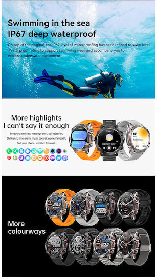 Microwear AK56 Smartwatch mit Pulsmesser (Silver Steel)
