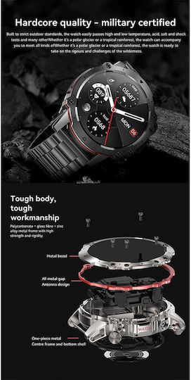 Microwear AK56 Smartwatch mit Pulsmesser (Silver Steel)