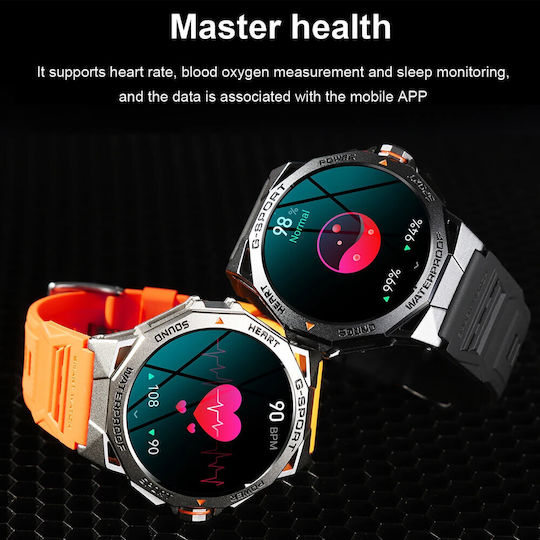 Microwear K62 Smartwatch με Παλμογράφο (Μαύρο)