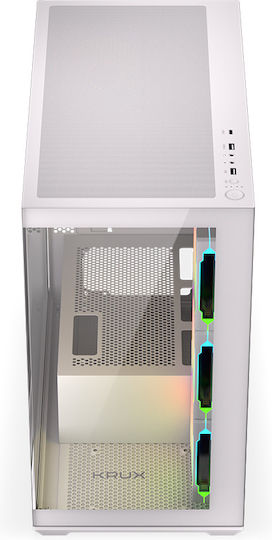 Krux Exo Gaming Midi Tower Κουτί Υπολογιστή με Πλαϊνό Παράθυρο και ARGB Φωτισμό Λευκό