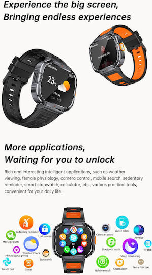 Microwear NX23 Smartwatch με Παλμογράφο (Πορτοκαλί)