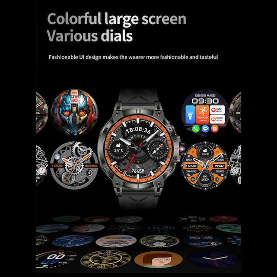Microwear KC89 Smartwatch cu Pulsometru (Negru)