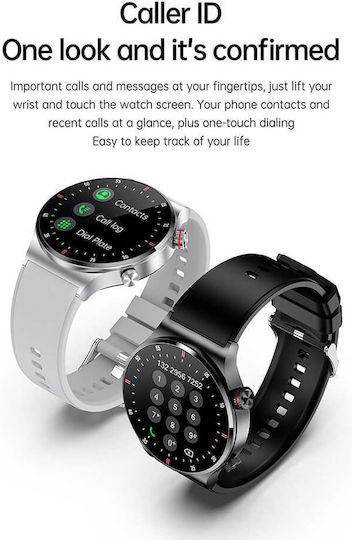 Microwear QW33 46mm Smartwatch με Παλμογράφο (Steel Silver)
