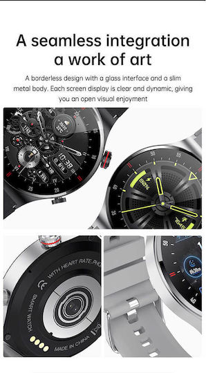 Microwear QW33 46mm Smartwatch με Παλμογράφο (Steel Silver)