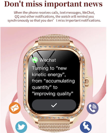 Microwear MK88 Smartwatch με Παλμογράφο (Gold Steel)