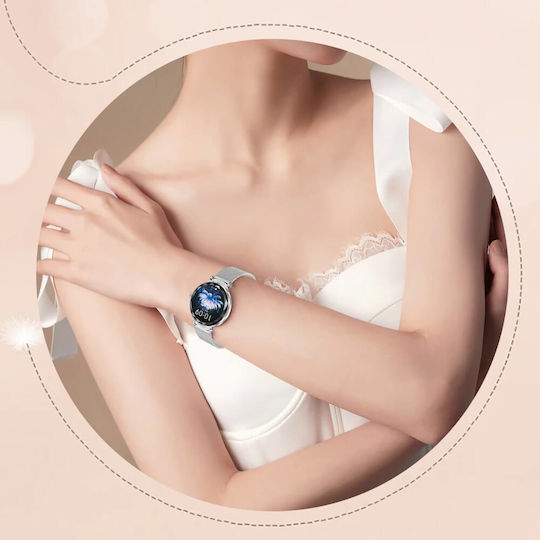 Microwear NX7 Pro Stainless Steel 38mm Smartwatch with Heart Rate Monitor (Silver Steel)